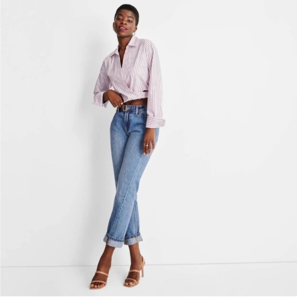 Future Collective Denim - High-Rise Faded Boyfriend Jeans - Future Collective with Kahlana Barfield Brown
